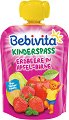 Bebivita - Забавна плодова закуска с ягода, ябълка и круша - Опаковка от 90 g за бебета над 12 месеца - 