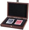 Карти за игра - Две тестета в луксозна кутия от орехово дърво - 