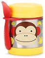 Термоконтейнер за храна маймунката Маршъл - Skip Hop - 325 ml, с виличка, от серията Zoo, 12+ м - 