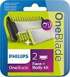 Philips OneBlade QP620/50 - Комплект от 2 резервни ножчета за лице и тяло и 2 приставки за тяло - 