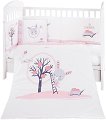 Бебешки спален комплект от 6 части - Pink Bunny - 100% ранфорс за легла с размери 60 x 120 cm или 70 x 140 cm - 