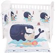 Бебешки спален комплект 3 части с обиколник Kikka Boo EU Style - За легла 60 x 120 cm или 70 x 140 cm, от серията Happy Sailor - 