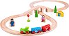 Влакова композиция - Детски дървен комплект за игра с аксесоари - 