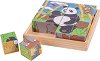 Дървени кубчета Bigjigs Toys - Диви животни - 16 броя в подложка - 