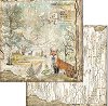 Хартия за скрапбукинг - Лисица и горски мотиви - Размери 30.5 x 30.5 cm - 