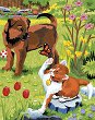 Рисуване по номера Royal & Langnickel - Куче и коте - 22 x 30 cm с цветни моливи - 