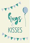 Поздравителна картичка - Hugs & kisses - картичка