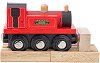 Дървен парен локомотив - Териер - Детски комплект за игра от серията "Rails" - 