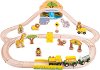 Влакова композоция - Сафари - Детски дървен комплект за игра с аксесоари от серията "Rails" - 