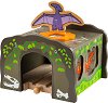 Тунелът на Тиранозавър Рекс - Детска дървена играчка за влакова композицияот серията "Rails" - 