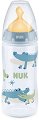 Бебешко шише NUK Temperature Control - 300 ml, от серията First Choice, с каучуков биберон, 6-18 м - 
