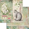 Хартия за скрапбукинг Stamperia - Котка и цветя - 30.5 x 30.5 cm от колекцията Orchids and Cats - 