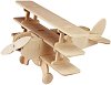 Самолет триплощник с въртяща се перка - Дървен 3D пъзел със соларен панел - пъзел