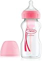 Бебешко шише за хранене с широко гърло - Options+ 270 ml - Комплект със силиконов биберон за бебета от 0+ месеца - 