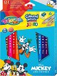 Цветни моливи Colorino Kids Jumbo - 12 цвята и острилка на тема "Мики Маус" - 