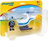 Детски конструктор - Playmobil Полицай и хеликоптер - От серията "1.2.3" - 