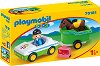 Кола с ремарке - Детски конструктор от серията "Playmobil: 1.2.3" - 
