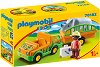 Детски конструктор - Playmobil Джип с ремарке - От серията "1.2.3" - 