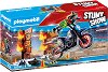Детски конструктор Playmobil - Мотоциклет с огнена стена - Oт серията Stunt Show - 