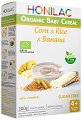 HONILAC - Био инстантна безмлечна каша с царевица, ориз и банан - Опаковка от 200 g за бебета над 4 месеца - 