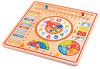 Календар с часовник - Детска дървена образователна играчка - 