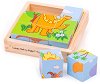 Дървени кубчета Bigjigs Toys - Динозаври - Детски комплект за игра - 