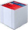 Бяло хартиено кубче с пластмасова поставка - С 700 листчета с размери 9 x 9 cm - 