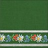 Салфетки за декупаж - Баварски цветя на зелен фон - Пакет от 20 броя - 
