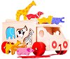 Сортер за дърпане - Камион - Детски дървен образователен комплект - 