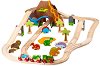 Влакова композиция - Динозаври - Детски дървен комплект за игра с аксесоари от серията "Rails" - 
