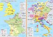 Стенна историческа карта: Англия и Франция - Стогодишната война 1337 - 1453. Германия и Италия XIV - XV в. - 
