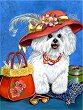 Рисуване по номера - Бяло кученце с шапка