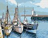 Рисуване по номера - Рибарски лодки - 40 x 30 cm - 