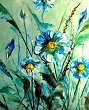 Рисуване по номера - Сини маргаритки - 40 x 50 cm - 