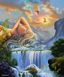 Рисуване по номера - Жена и водопад - 40 x 50 cm - 