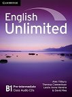 English Unlimited - Pre-intermediate (B1): 3 CD с аудиоматериали по английски език - учебна тетрадка