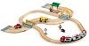 Детски влак с релси, автобус и автомобил - Дървена играчка с аксесоари - 