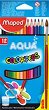 Акварелни цветни моливи - Aqua Color Peps - Комплект от 12 цвята с четка - 