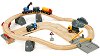 Детски влак с релси, камиони и строителни материали - 