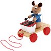 Дървена играчка за дърпане WoodyLand - Мишле с ксилофон - 