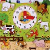 Дървен пъзел с часовник - Домашните животни -