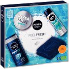 Подаръчен комплект Nivea Men Feel Fresh - Дезодорант, душ гел, гел крем и кърпа от серията Fresh Kick - 