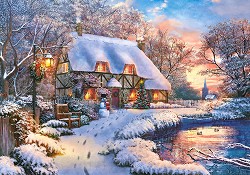 Къщичка през зимата - Пъзел от 500 части на Доминик Дейвисън (Dominic Davison) - 