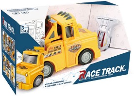 Камион писта - Строителна площадка - Детски комплект за игра с 2 колички - 