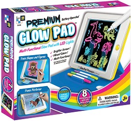 Таблет за рисуване - Glow Pad - В комплект с шаблони и цветни маркери - 
