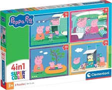 Прасенцето Пепа - 4 пъзела от 12, 16, 20 и 24 части на тема Peppa Pig - пъзел