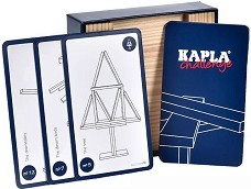 Дървен конструктор Challenge - Kapla - 16 части и 12 карти с предизвикателства - играчка