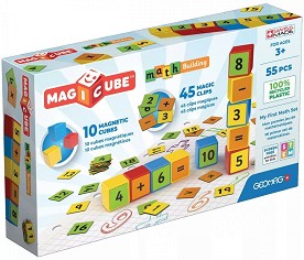 Магнитен конструктор Geomag - Числа - От 55 части, от серията Magicube - играчка