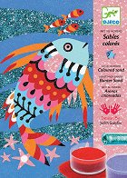 Оцветявай с цветен пясък Djeco - Рибки - творчески комплект