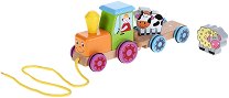Дървена играчка за дърпане Andreu Toys - Трактор с животни - 
